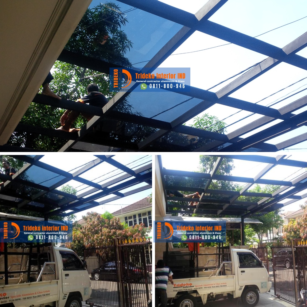 Pasang canopy kaca tempered