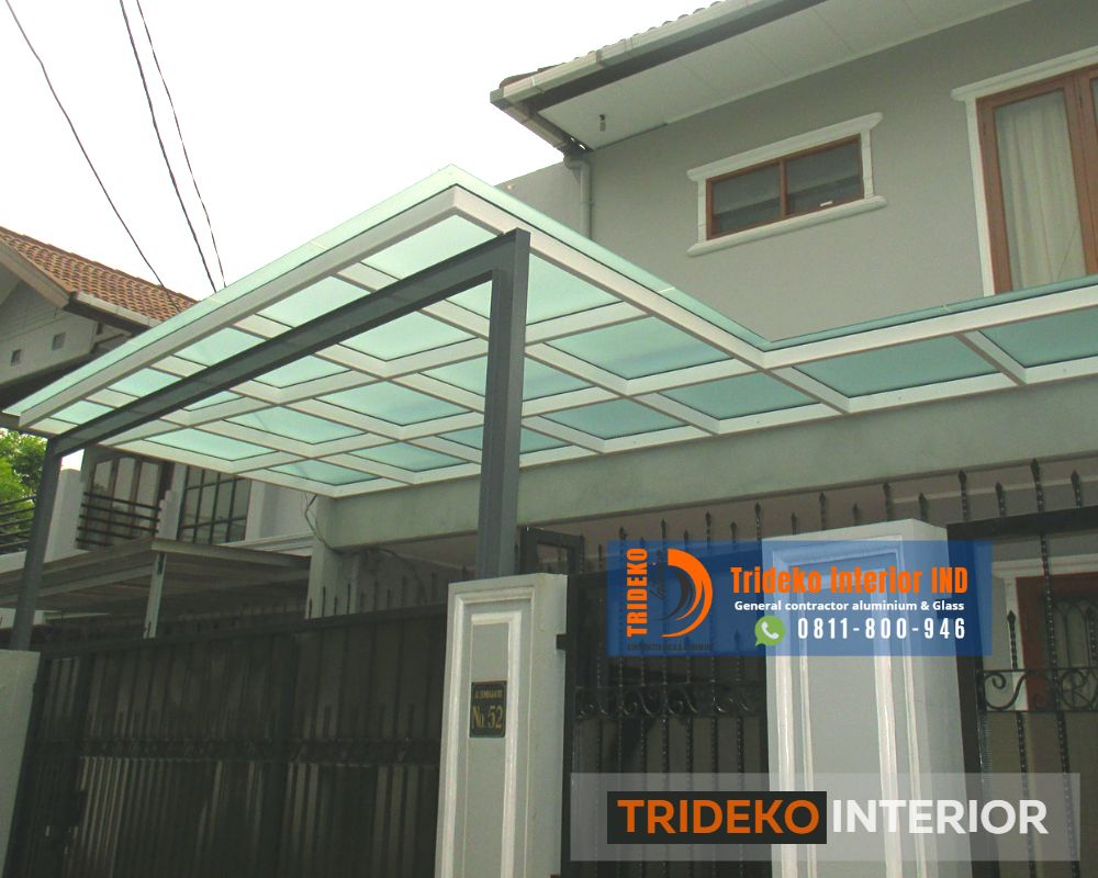 Canopy Kaca Tempered Lapis Sandblast