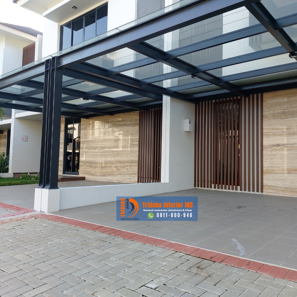 canopy carport kaca tempered